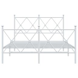 Berkfield Home Metal Bed Frame without Mattress with Footboard White 120x200cm - Size: Small Double - thumbnail 4