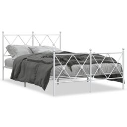 Berkfield Home Metal Bed Frame without Mattress with Footboard White 120x200cm - Size: Small Double - thumbnail 2