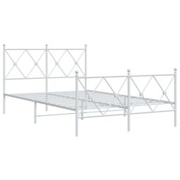 Berkfield Home Metal Bed Frame without Mattress with Footboard White 120x200cm - Size: Small Double - thumbnail 3