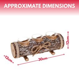Marco Paul Rustic Christmas Log Candle Holder With 3 Stylish Glass Holders in Brown - thumbnail 2