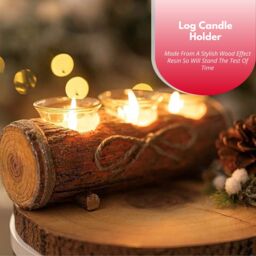 Marco Paul Rustic Christmas Log Candle Holder With 3 Stylish Glass Holders in Brown - thumbnail 5