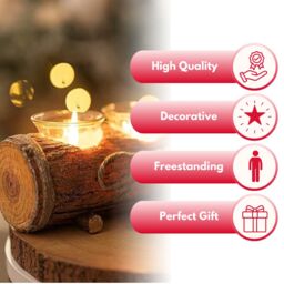 Marco Paul Rustic Christmas Log Candle Holder With 3 Stylish Glass Holders in Brown - thumbnail 4