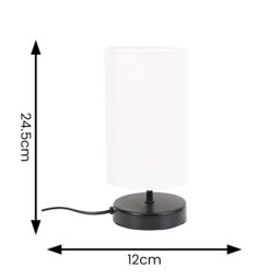 ValueLights Francis Black Dimmable Touch Table Lamp with Fabric Shade with Bulb in White - thumbnail 7