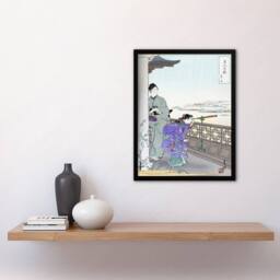 Artery8 Ogata Gekko Framed Wall Art Beauties & Flowers Series Binoculars in Purple - Size: A4 - thumbnail 2