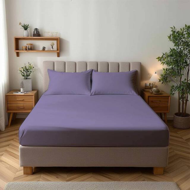 Snug City Microfibre Soft Touch Fitted Sheet 25cm Skirt Plain Dyed Bed Linen in Lilac - Size: Small Single - image 1