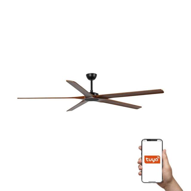 Netlighting Bigwood XL 5 Blade Ceiling Fan Matt Black Walnut Tuya Smart System in Brown - image 1