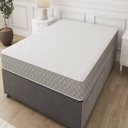 Sloomy Essentials Grey Diamond Bonnell Hybrid Quilted Spring Mattress 24cm in White - Size: Small Single - thumbnail 2