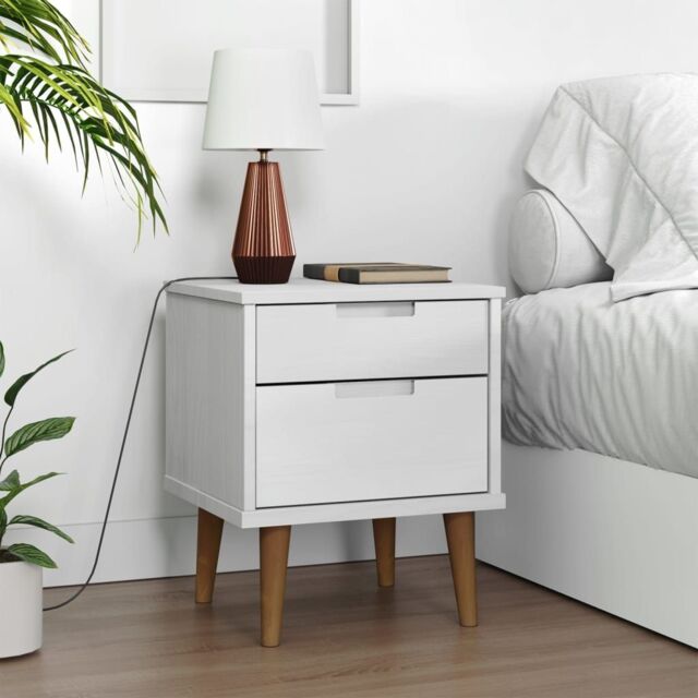 Berkfield Home Bedside Cabinet MOLDE White 40x35x48 cm Solid Wood Pine - Size: 40 x 35 x 48 cm - image 1