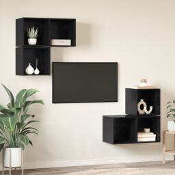 Berkfield Home TV Cabinet Set 4 pcs Black oak 37 x 37 x 72 cm Engineered wood - thumbnail 4