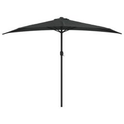 Berkfield Home Balcony Parasol with Aluminium Pole Black 300x155x223 cm Half - Size: 300 x 155 x 223 cm - thumbnail 3
