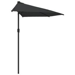 Berkfield Home Balcony Parasol with Aluminium Pole Black 300x155x223 cm Half - Size: 300 x 155 x 223 cm - thumbnail 4