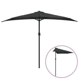 Berkfield Home Balcony Parasol with Aluminium Pole Black 300x155x223 cm Half - Size: 300 x 155 x 223 cm - thumbnail 2