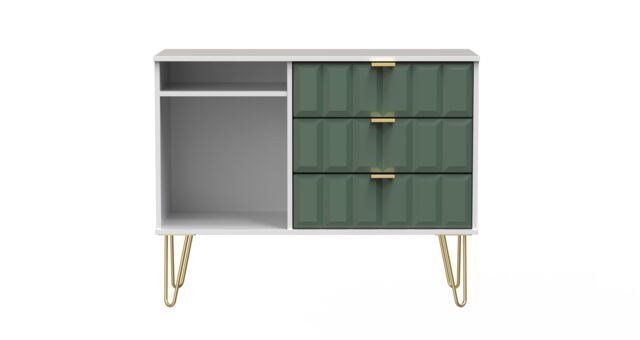 Ready Assembled 2 U Metro 3 Drawer TV Unit (Ready Assembled) in Green - image 1