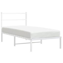Berkfield Home Metal Bed Frame without Mattress with Headboard White 90x200cm - Size: 90x200 cm - thumbnail 4