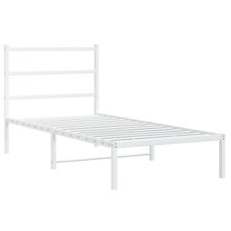 Berkfield Home Metal Bed Frame without Mattress with Headboard White 90x200cm - Size: 90x200 cm - thumbnail 2