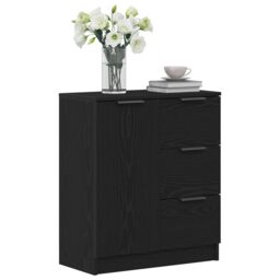 Berkfield Home Black Oak Sideboard 60x30x70 cm Made from Engineered Wood - Size: 60 x 30 x 70 cm - thumbnail 3