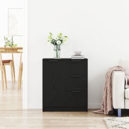 Berkfield Home Black Oak Sideboard 60x30x70 cm Made from Engineered Wood - Size: 60 x 30 x 70 cm - thumbnail 4