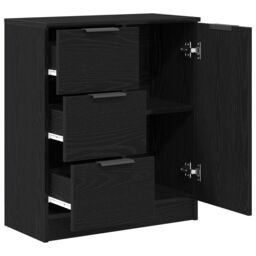 Berkfield Home Black Oak Sideboard 60x30x70 cm Made from Engineered Wood - Size: 60 x 30 x 70 cm - thumbnail 5