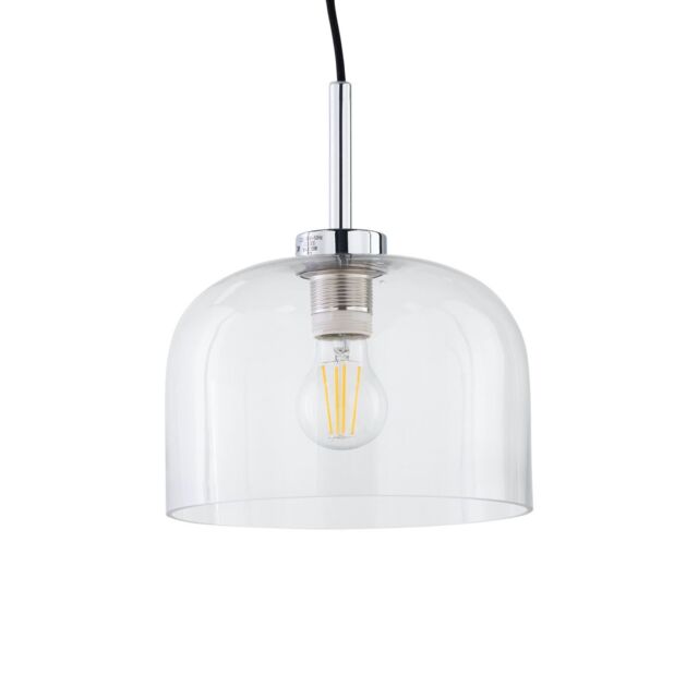 First Choice Lighting Victoria - Chrome Pendant Light with Clear Glass Shade in Silver - image 1