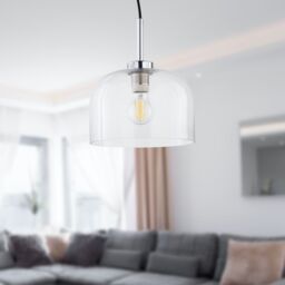 First Choice Lighting Victoria - Chrome Pendant Light with Clear Glass Shade in Silver - thumbnail 5