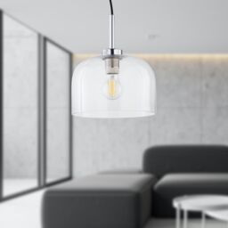 First Choice Lighting Victoria - Chrome Pendant Light with Clear Glass Shade in Silver - thumbnail 4