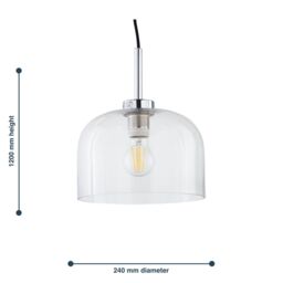 First Choice Lighting Victoria - Chrome Pendant Light with Clear Glass Shade in Silver - thumbnail 6