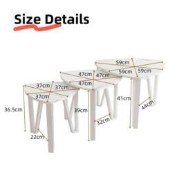 VOGREX White Frame White Marble Effect Triangular Nested Side Table Set of 3 - thumbnail 2