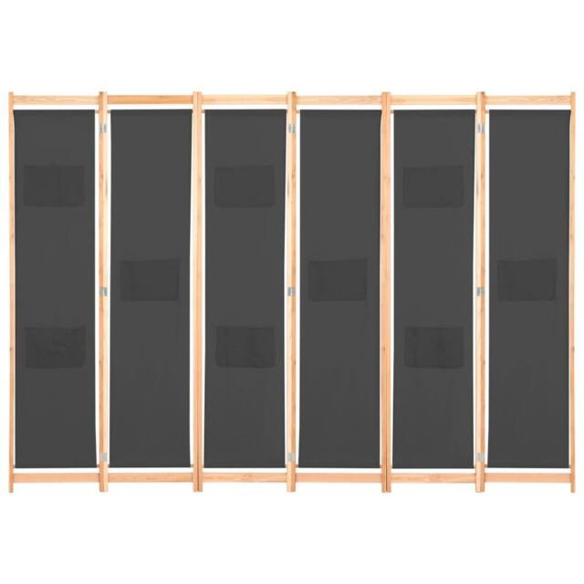 Berkfield Home 6-Panel Room Divider Grey 240x170x4 cm Fabric - Size: 240 x 170 x 4 cm - image 1
