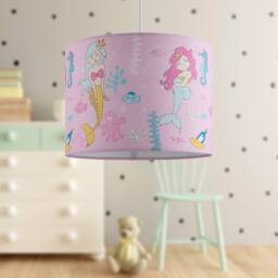 First Choice Lighting Mermaid - Pink 25cm Easy Fit Pendant Fabric Shade - thumbnail 2