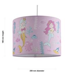First Choice Lighting Mermaid - Pink 25cm Easy Fit Pendant Fabric Shade - thumbnail 4