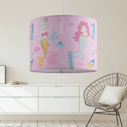 First Choice Lighting Mermaid - Pink 25cm Easy Fit Pendant Fabric Shade - thumbnail 3