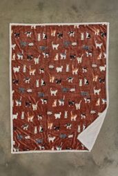 Deyongs Mixed Kitties Brick Red Throw, Cute Cat Print Flannel & Sherpa Back 140x180cm - Size: 140 cm x 180 cm - thumbnail 2