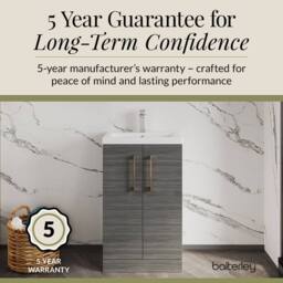Balterley Bathroom Vanity Basin Unit, Brushed Bronze Handles, 500mm, Wood Grey - thumbnail 6
