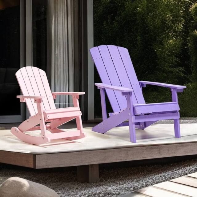 Wyld and Coco Kids Pink Rocking Chair Weather Resistant Outdoor and Indoor Rocker - image 1