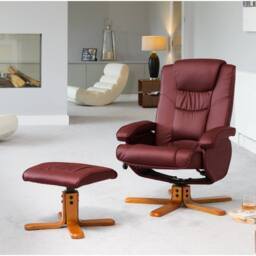 Artemis Home Severn Swivel Recliner Chair & Stool in Burgundy - Size: 1 Seater