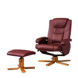Artemis Home Severn Swivel Recliner Chair & Stool in Burgundy - Size: 1 Seater - thumbnail 2