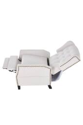 Living and Home Fabric Sofa Pushback Reclining Armchair with Footstool in White - thumbnail 4