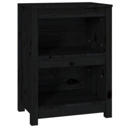 Berkfield Home Book Cabinet Black 50x35x68 cm Solid Wood Pine - Size: 50 x 35 x 68 cm - thumbnail 1