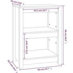 Berkfield Home Book Cabinet Black 50x35x68 cm Solid Wood Pine - Size: 50 x 35 x 68 cm - thumbnail 8