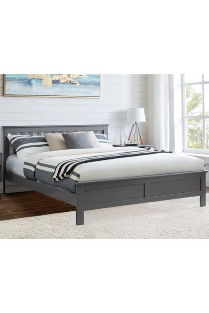 FurnitureboxUK Azure Grey Wooden Solid Pine Quality Double Bed Frame (Double Bed Frame Only) Modern Simple Design - image 1
