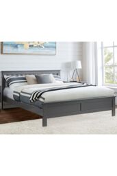 FurnitureboxUK Azure Grey Wooden Solid Pine Quality Double Bed Frame (Double Bed Frame Only) Modern Simple Design