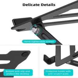 Havendro Metal Portable Laptop Tablet Stand Riser Adjustable in Black - thumbnail 3