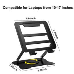 Havendro Metal Portable Laptop Tablet Stand Riser Adjustable in Black - thumbnail 2