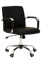 Orsina Comfortable Black Leather Effect & Chrome Home Office Chair, Ergonomic Work From Home Chair, Movable Chair - thumbnail 7