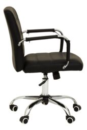 Orsina Comfortable Black Leather Effect & Chrome Home Office Chair, Ergonomic Work From Home Chair, Movable Chair - thumbnail 4
