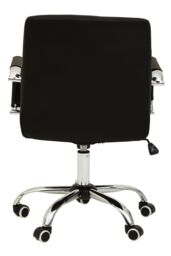 Orsina Comfortable Black Leather Effect & Chrome Home Office Chair, Ergonomic Work From Home Chair, Movable Chair - thumbnail 5