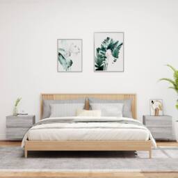 Berkfield Home Wall-mounted Bedside Cabinets with LED Lights 2 pcs Grey Sonoma - thumbnail 3