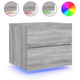 Berkfield Home Wall-mounted Bedside Cabinets with LED Lights 2 pcs Grey Sonoma - thumbnail 5