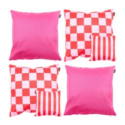 icon Indoor & Outdoor Waterproof Cushion, Checkerboard & Pink (4-Pack) - Size: 43 cm x 43 cm - thumbnail 1