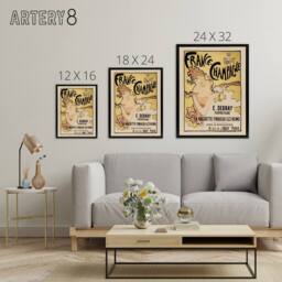 "Artery8 France Champagne Vintage Advert Bonnard Black Framed Canvas Wall Art in Yellow - Size: W12"" x H16""" - thumbnail 4